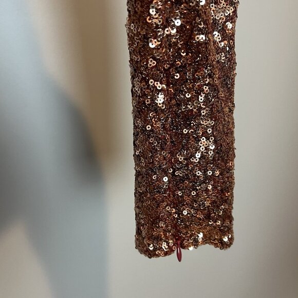 Bronx & Banco Gold Dress US Size 8 Sequin Jersey One Shoulder Goddess - Picture 10 of 16